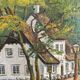 Vintage signed cottage landscape oil painting