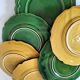6 Dieulefit plates R. Milon green and yellow glazed earthenware