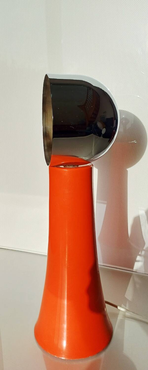 Space Age orange vintage lamp 1970 – lacquered metal & chrome