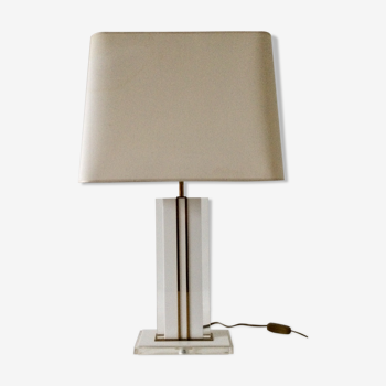Midcentury modern design lucite & brass table lamp 1970's