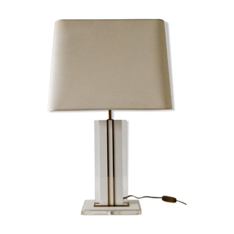 Midcentury modern design lucite & brass table lamp 1970's