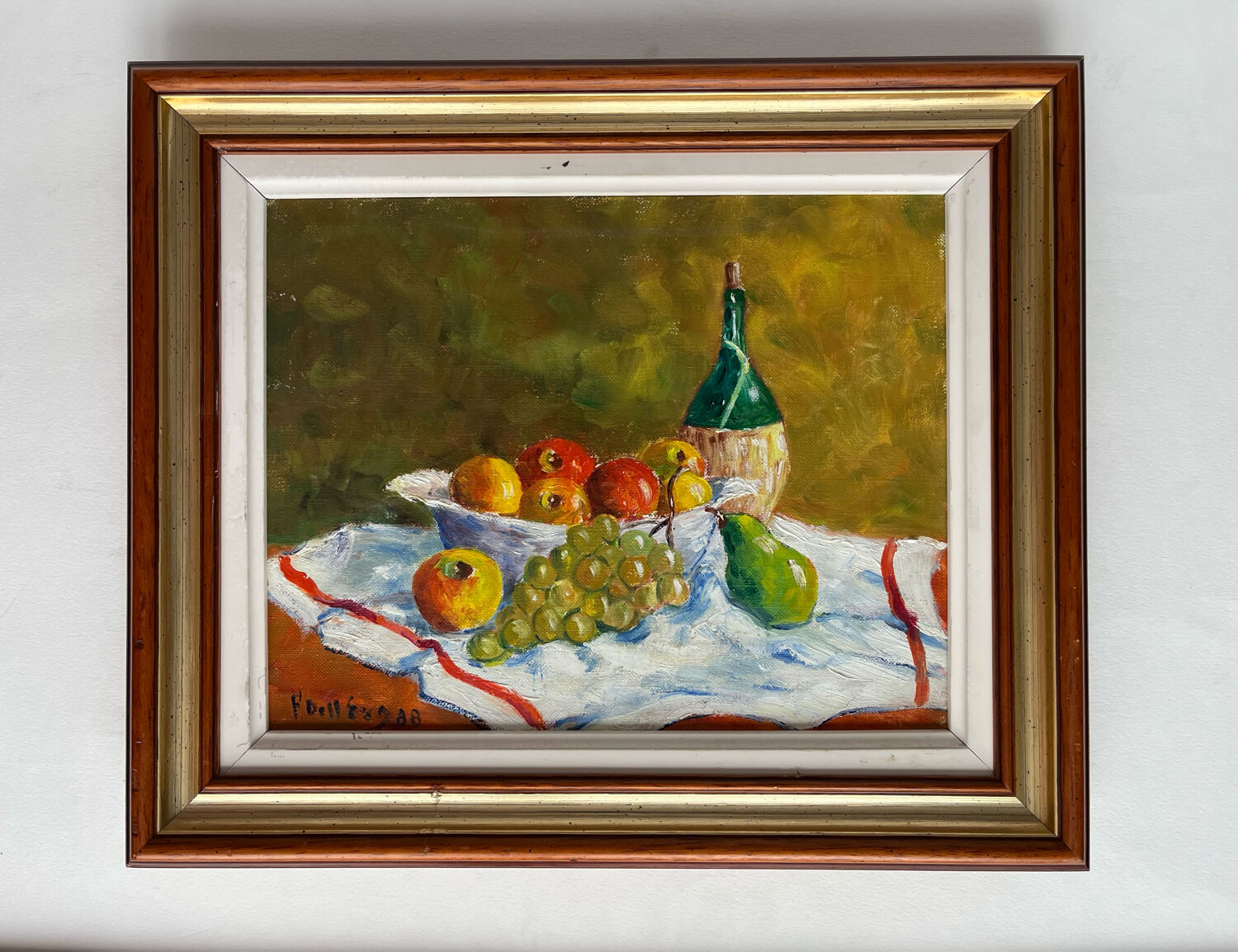 Oil on canvas, still life with fruit