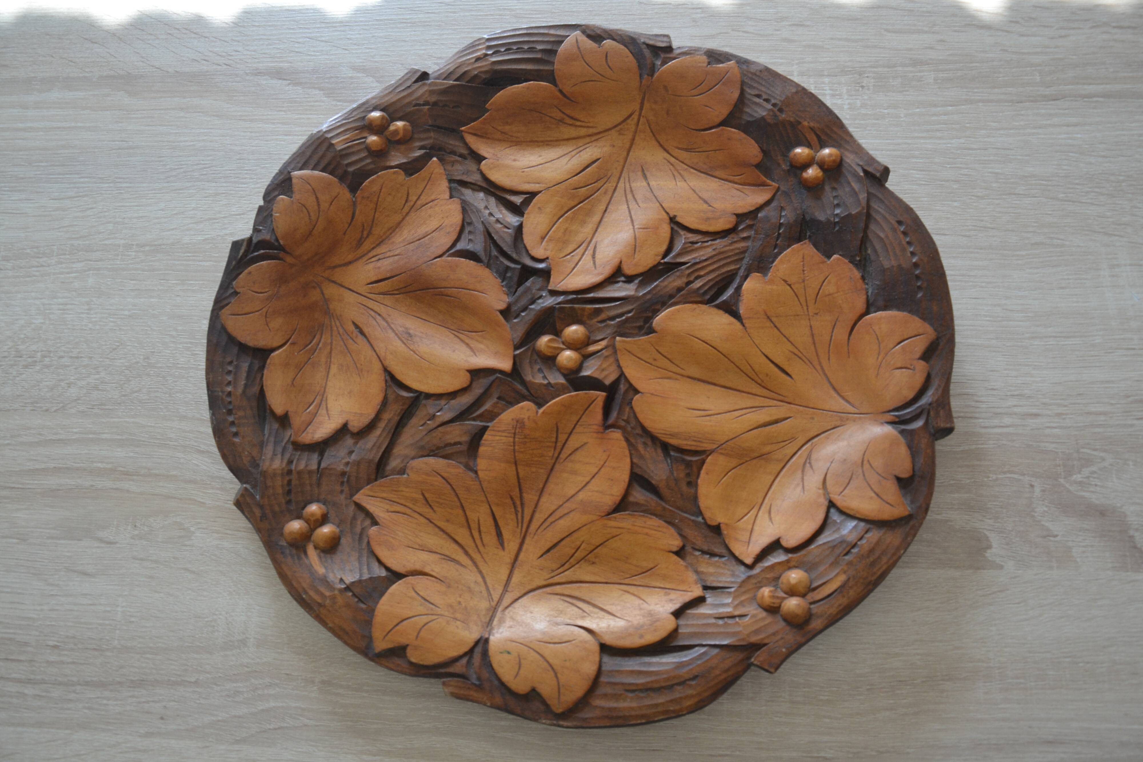 Carved wooden platter/plate from the 1950s.
