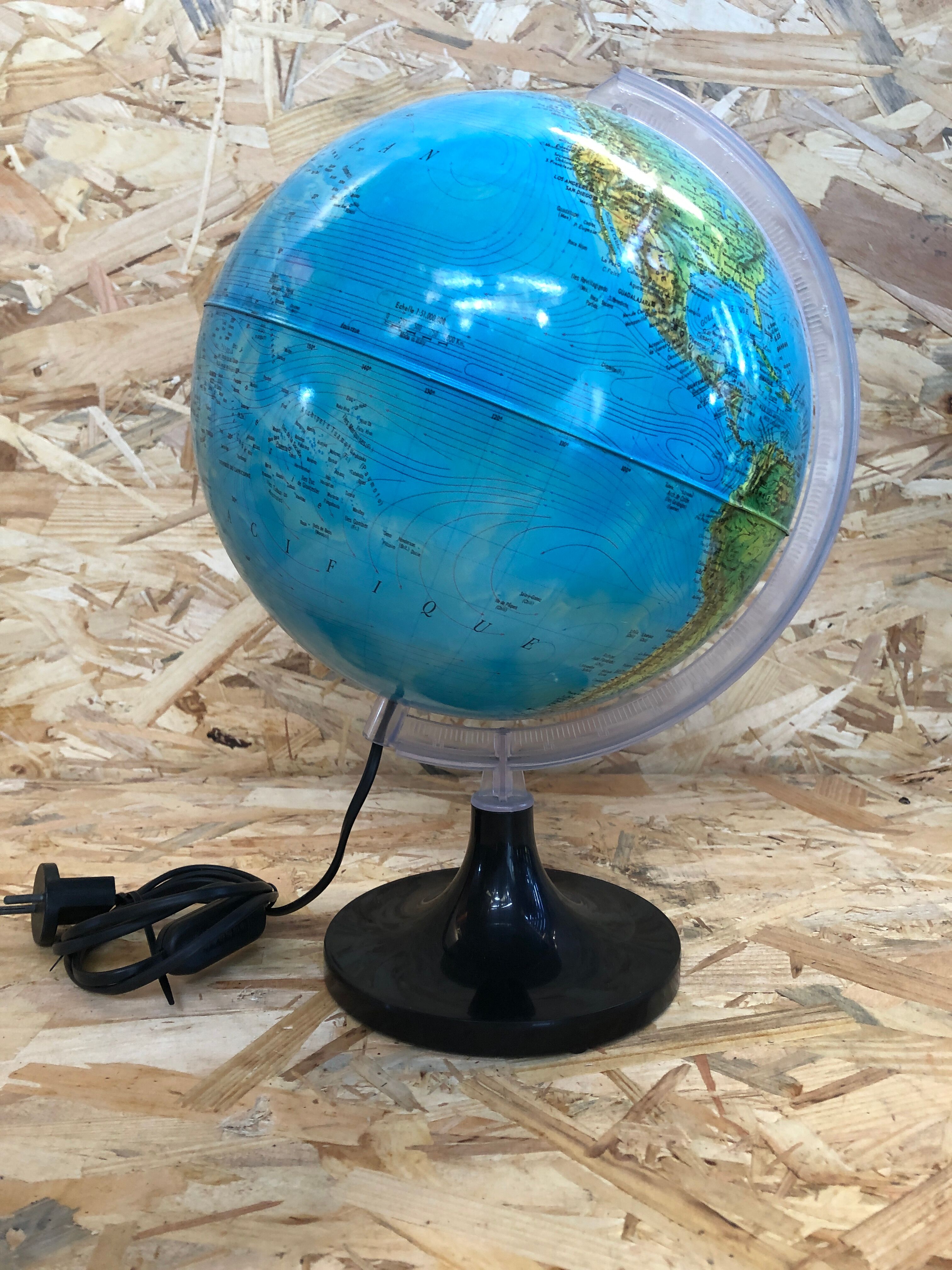 Old globe world map made in vintage Italy