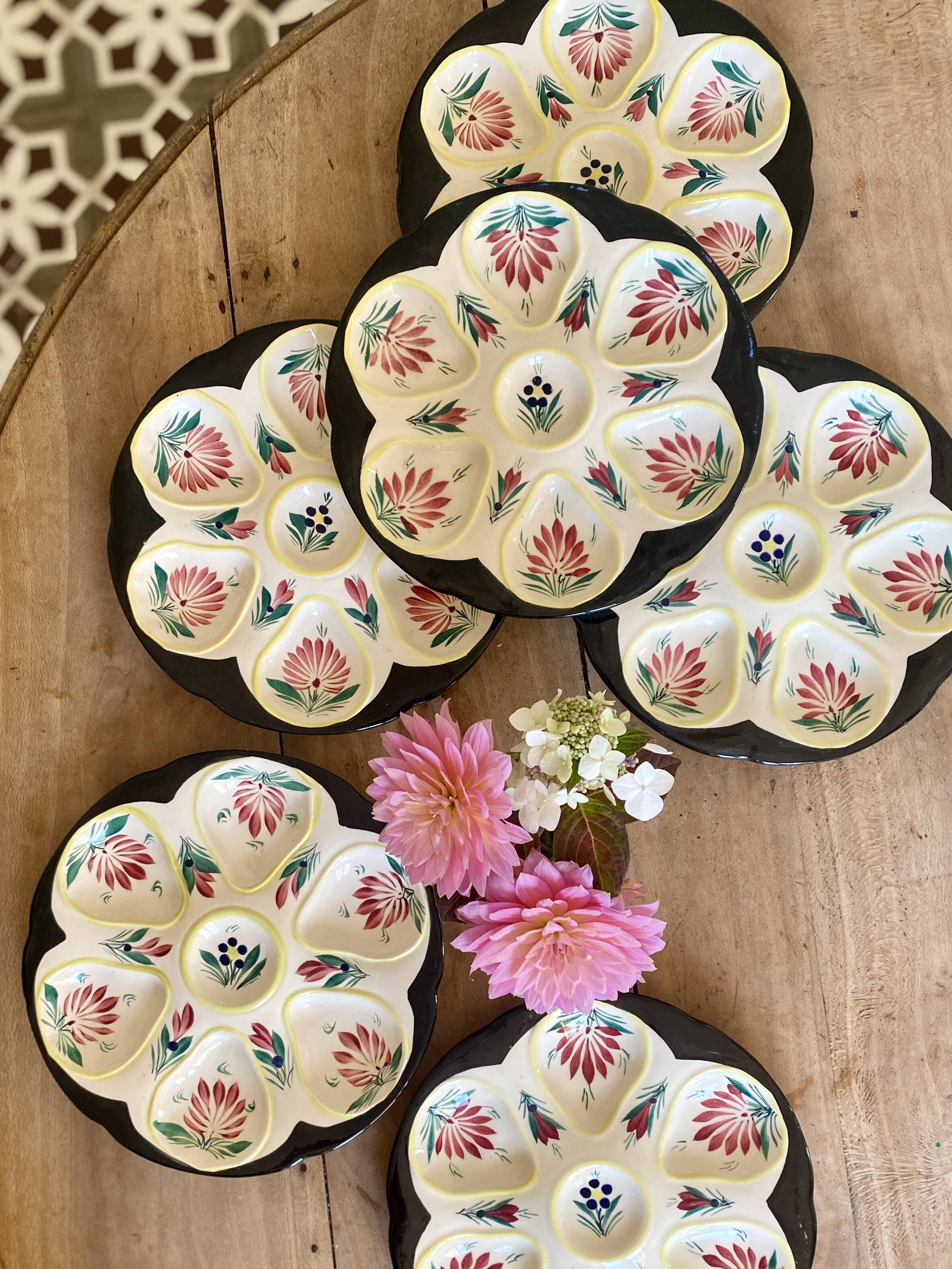 Set of 6 vintage oyster plates - Henriot - Quimper