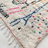 Moroccan Berber carpet Azilal ecru with colorful patterns 290x185cm
