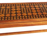 Coffee table in blond mahogany and ceramic tiles, 60s