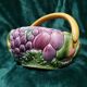 Set basket and dish Barbotine fruits Sarreguemines