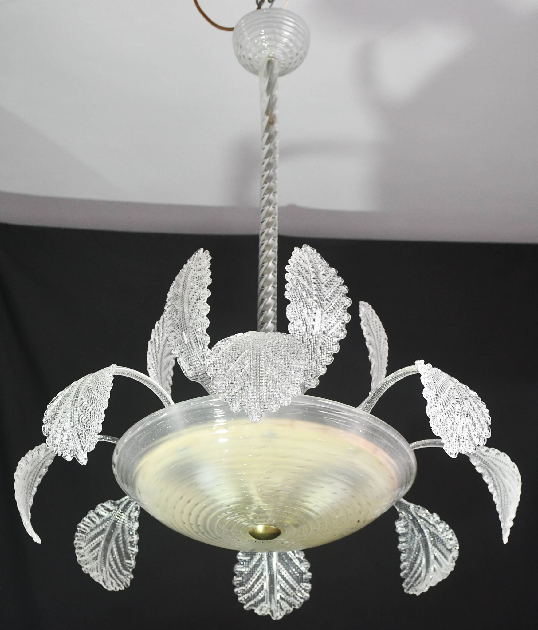 Art Deco Barovier e Toso Chandelier, Murano Glass, 1940s