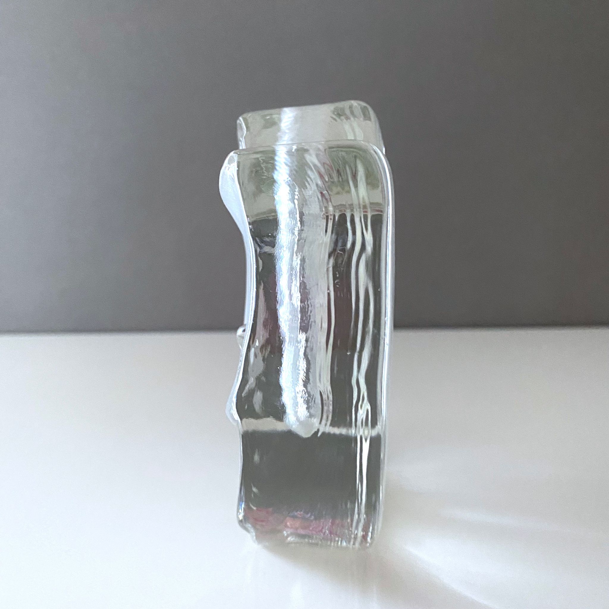 Mid century glass solifleur vase, block vase, walther glas germany