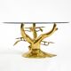 70s coffee table, model Bonsai by Willy Daro, made of brass and fire-gilded