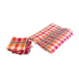 Checkered tablecloth and matching towels