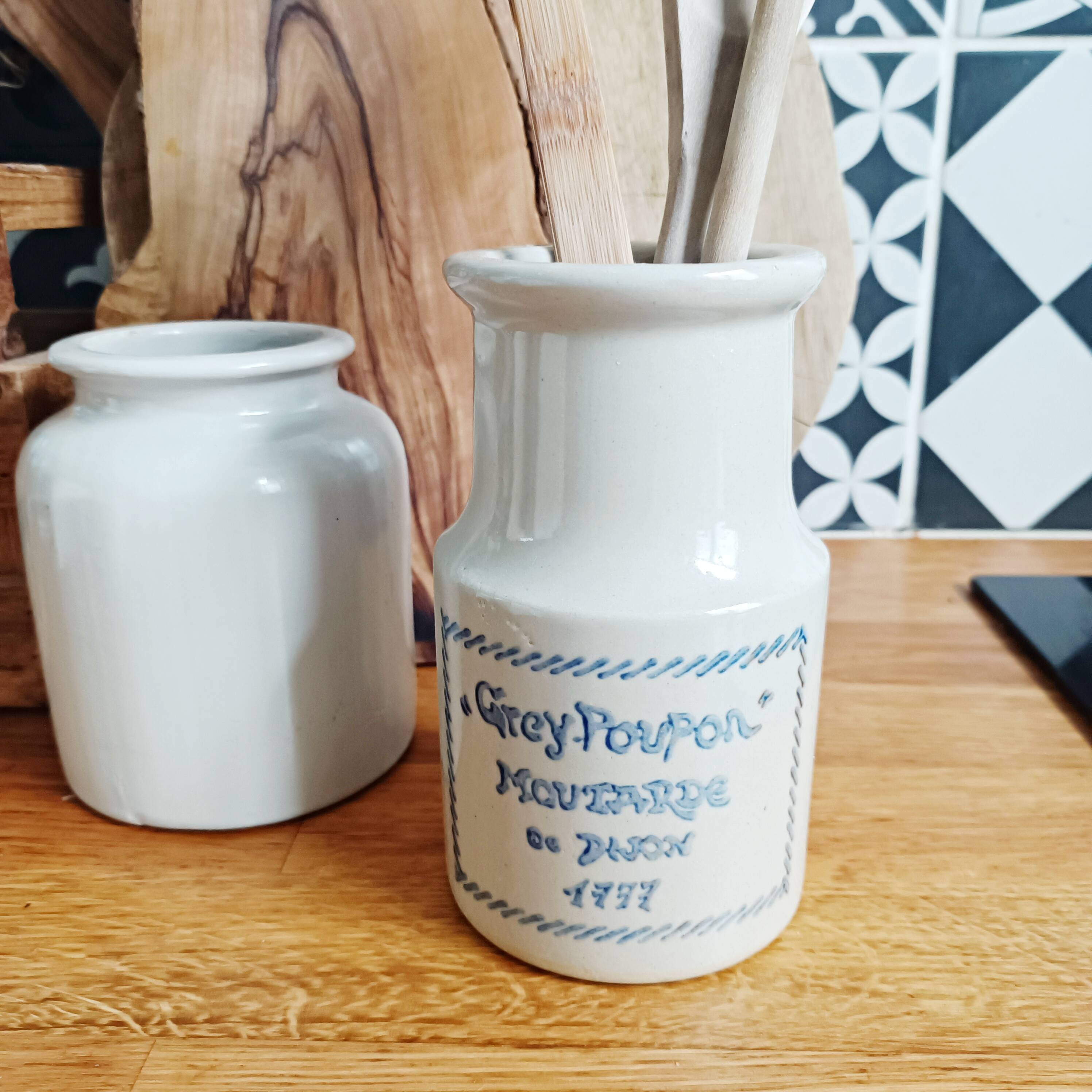 Grey Poupon stoneware mustard pot