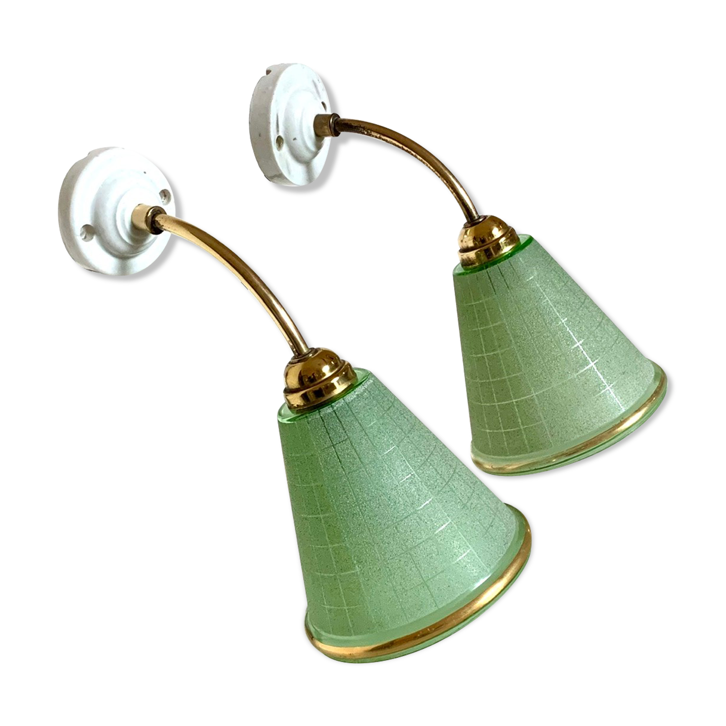 Pair of art deco bistro style wall lamps