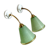 Pair of art deco bistro style wall lamps