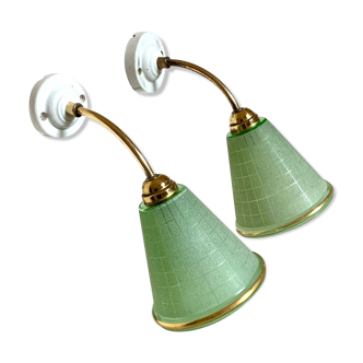Pair of art deco bistro style wall lamps