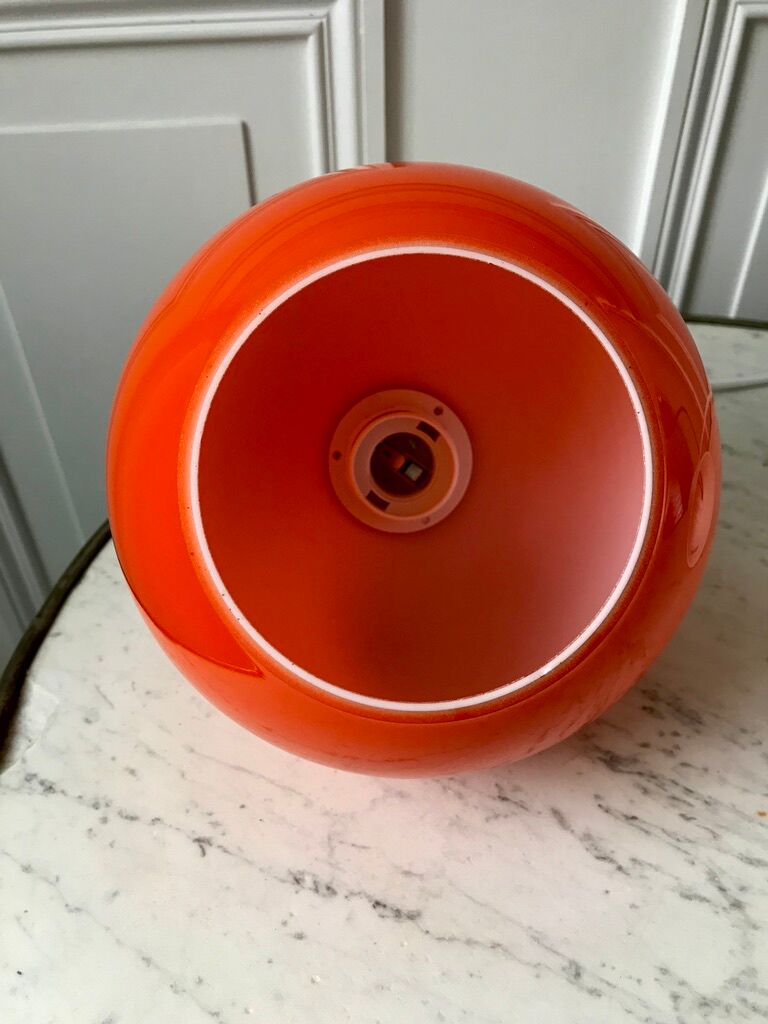 Hanging lamp ball in opaline orange 70s
