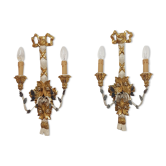 Appliques en bois de hêtre polychrome