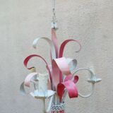 Lustre métal fleurs feuilles shabby chic