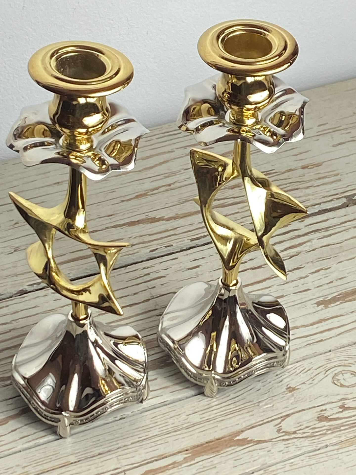 Pair of silver-plated candlesticks