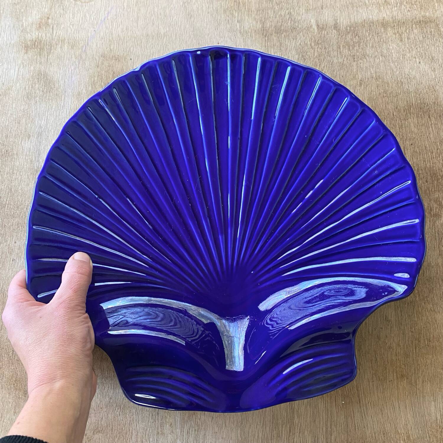 Large ceramic platter with a seashell design