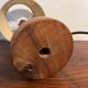 Solid wood table lamp with baroque shade from the 70s