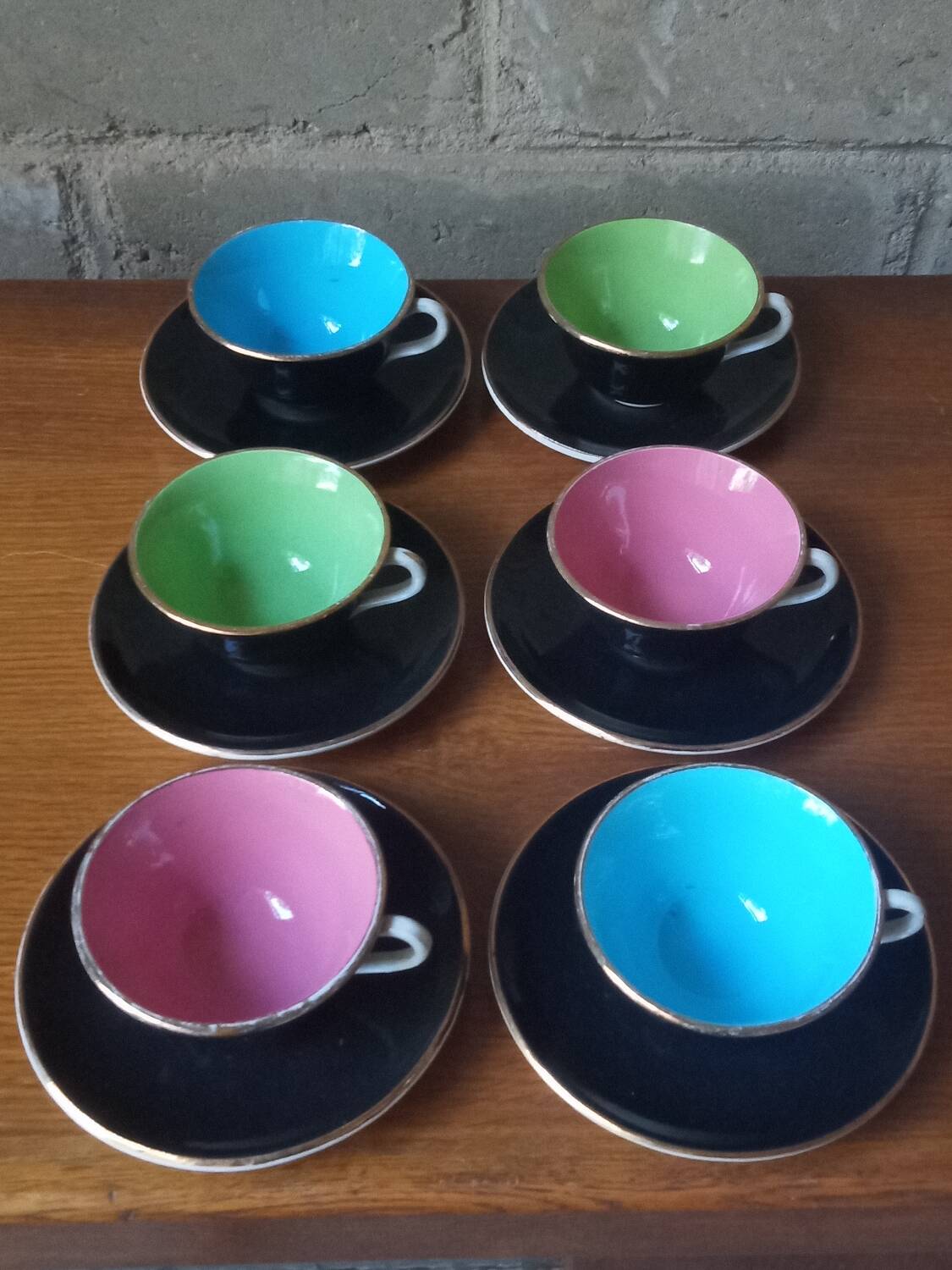 Six Digoin coffee cups from the 50s