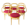 Ensemble de 6 fauteuils de salle à manger en bois courbé par Thonet pour Ton, 1960