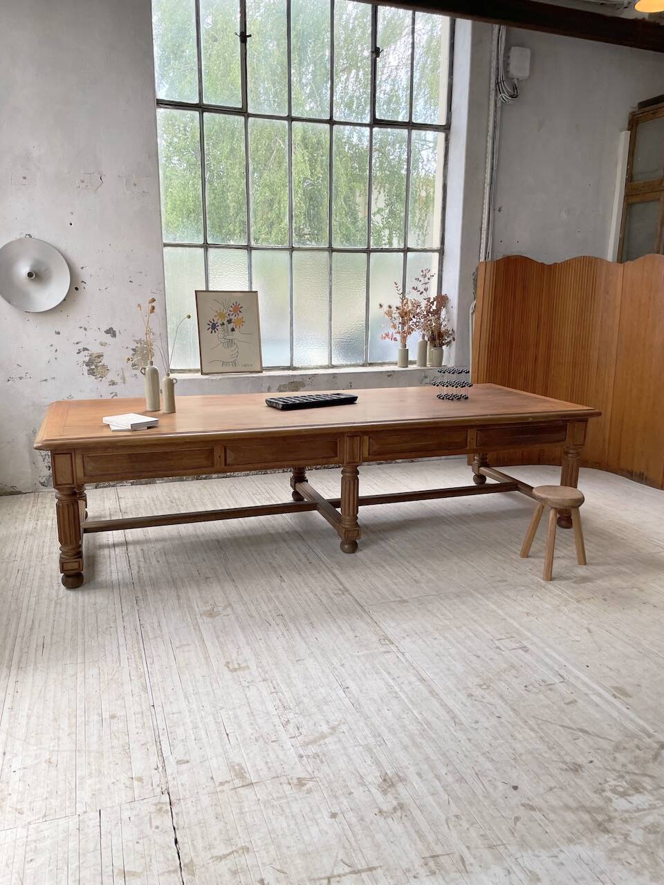 Solid walnut farmhouse castle table 1900 XXL
