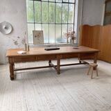 Solid walnut farmhouse castle table 1900 XXL
