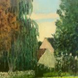 La Brière, Brittany, oil on canvas signed P Poulain