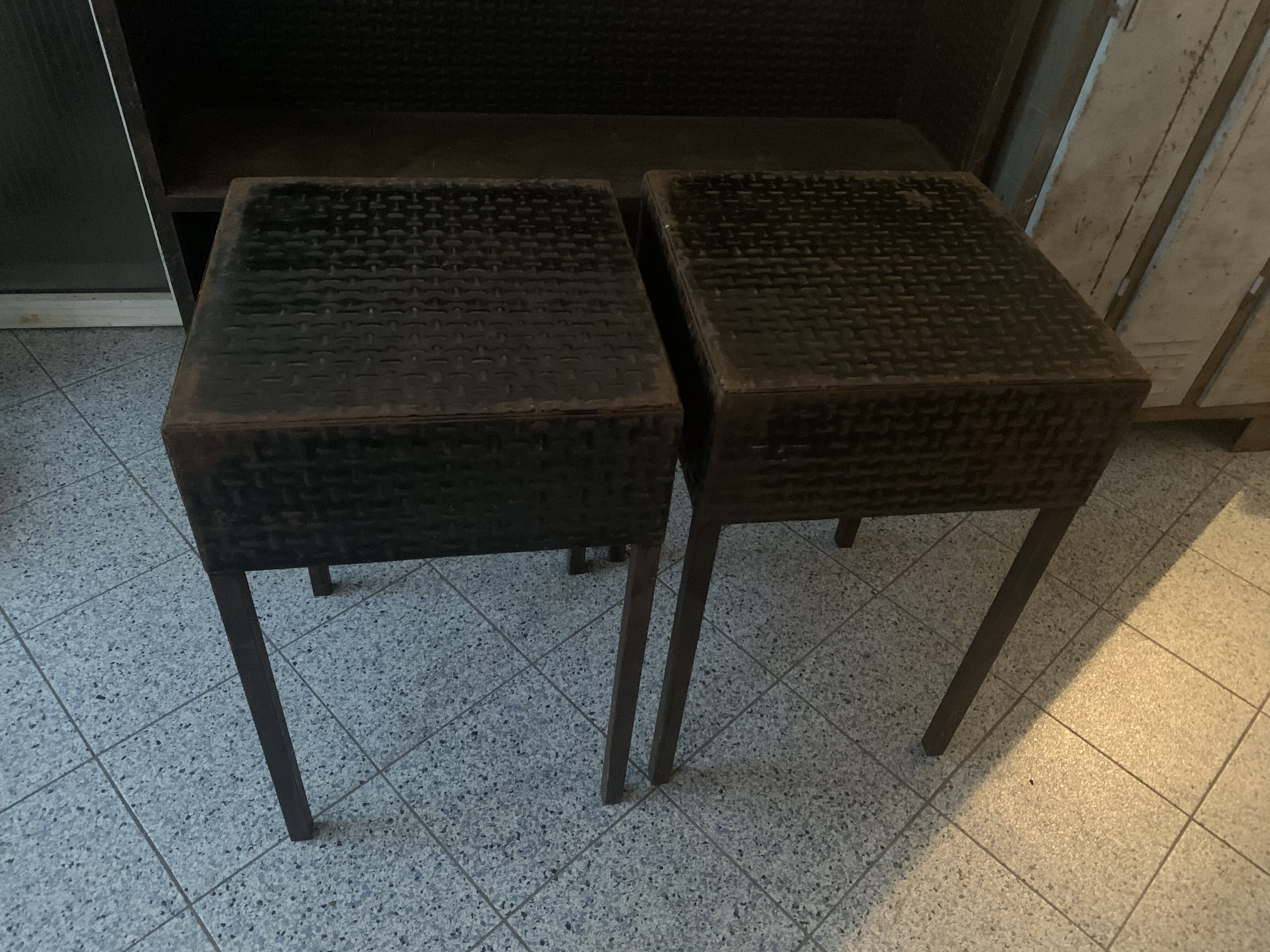 Pair of vintage industrial metal side tables