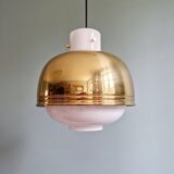 Pendant lamp in opaline and brass, Glassshütte Limburg, 1970s