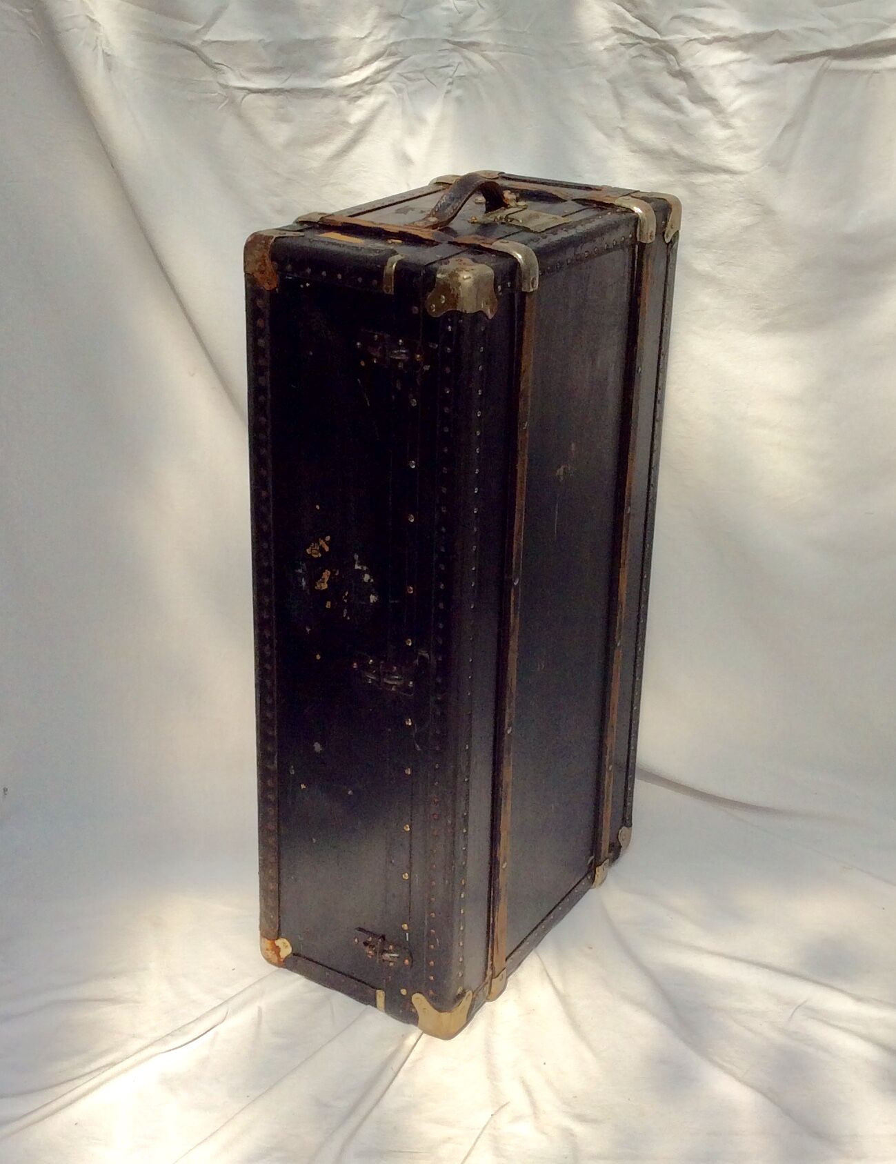 Old wooden and leather trunk