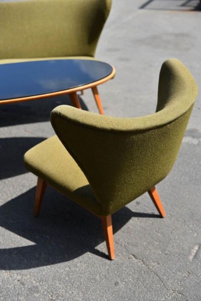 Sculptural sofa and 2 armchairs fifties sofa set
