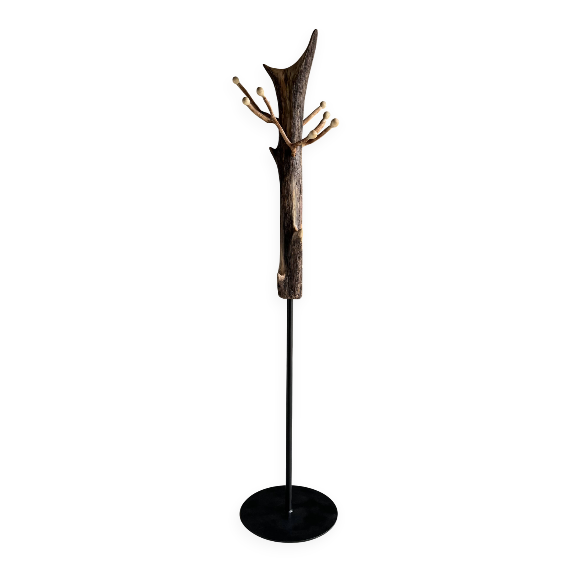 Standing Coat Rack with Hazel Branch Hooks