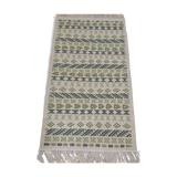 Handmade white and green carpet 79x145cm