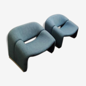 Paire de fauteuils f598 et ottoman par Pierre Paulin pour Artifort, 1980s,