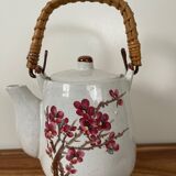 Vintage Set of 2 Stoneware Tea Cups, 2 Saucers and Teapot – Cherry Blossom Pattern