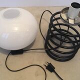 Lamp spring, black metal base and opaline 1980