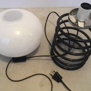 Lamp spring, black metal base and opaline 1980