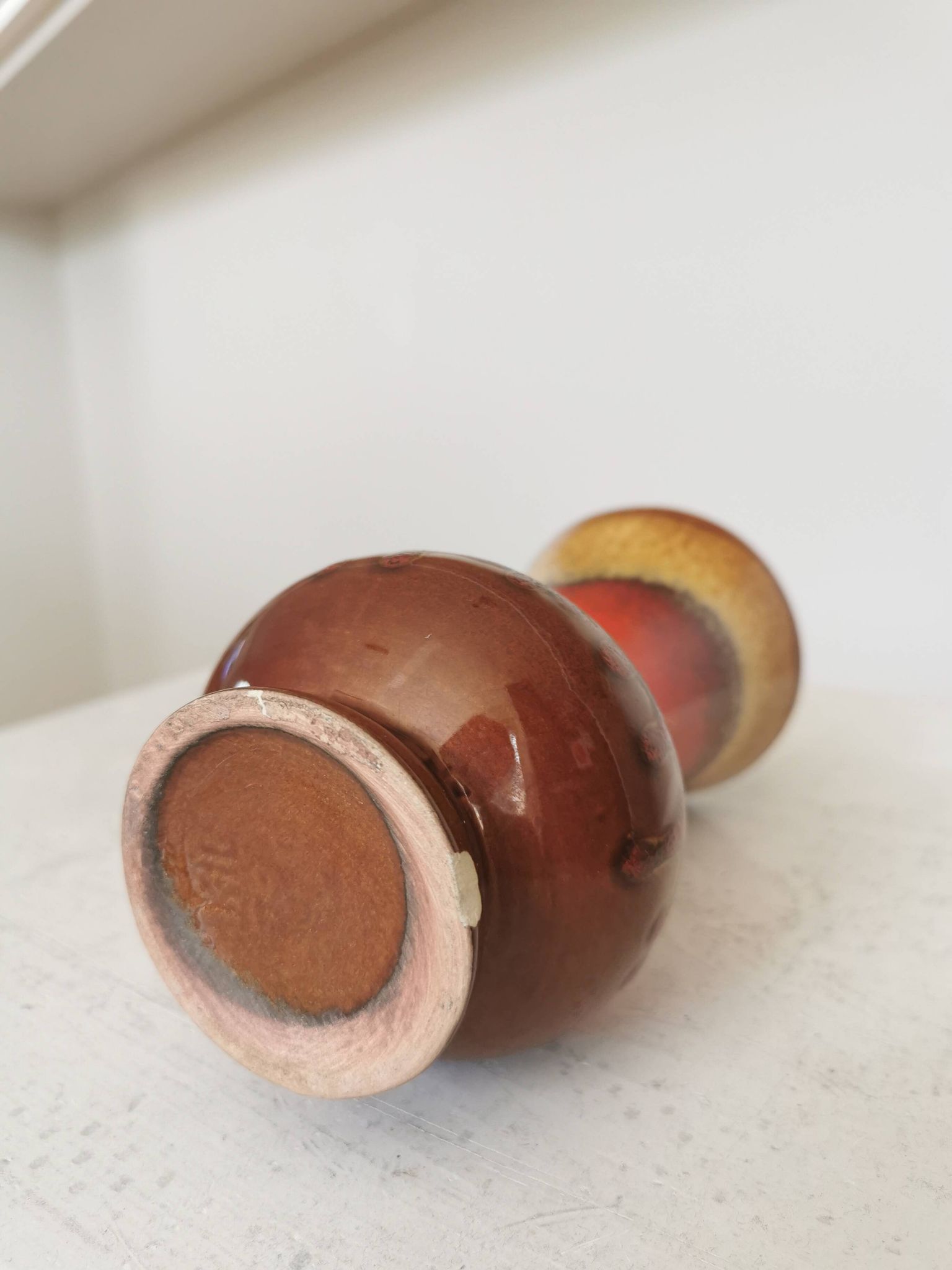 Vintage KIL Ceramic Vase: Red & Brown Lava Glaze, 1970s Yugoslavia