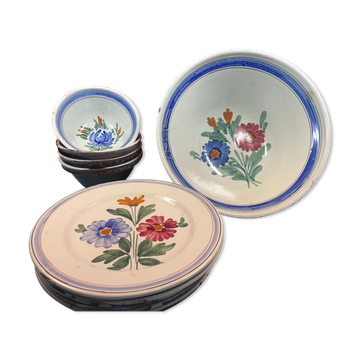 Old floral décor tableware 1 bowl, 6 flat plates & 4 bowls