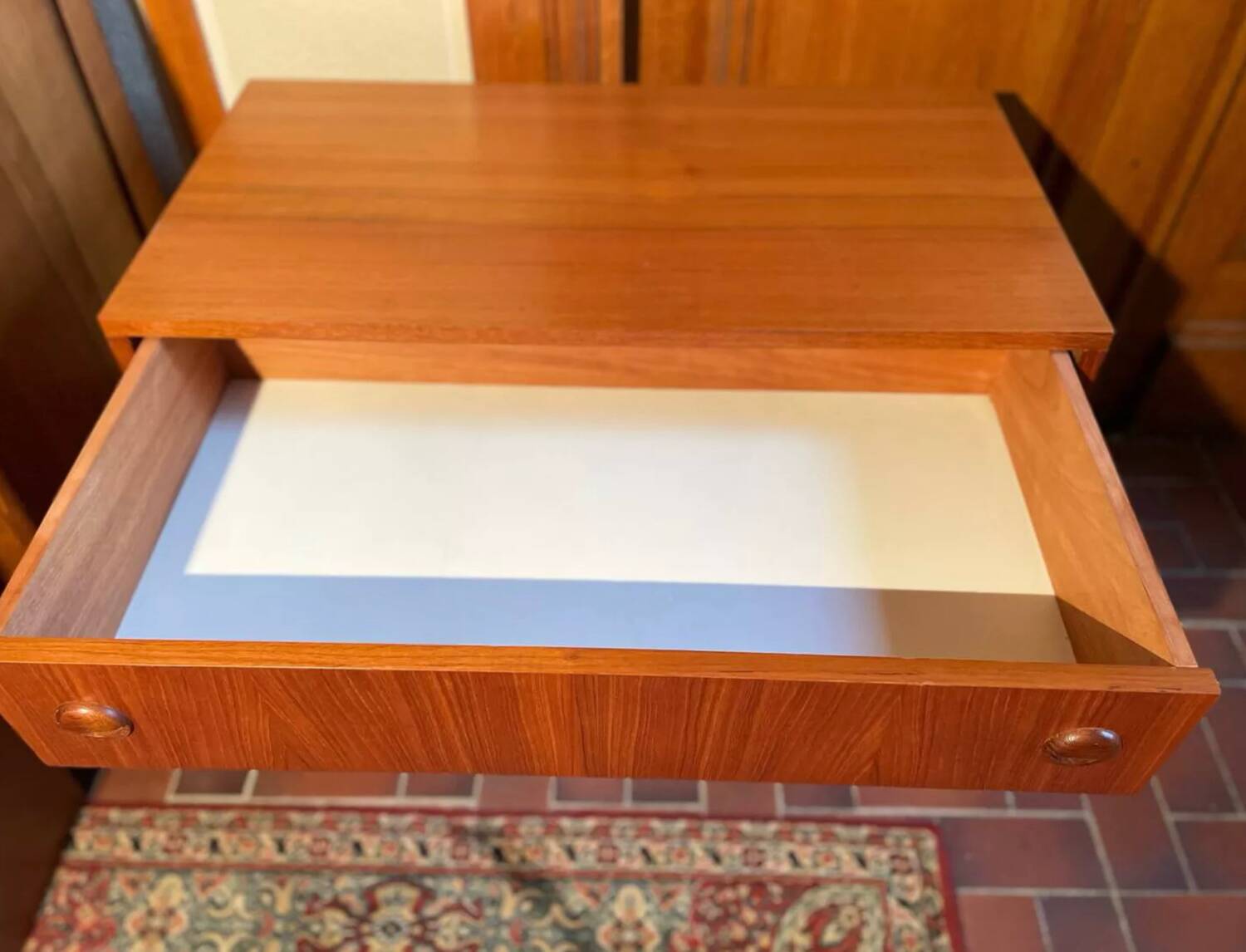 Vintage teak bookcase chest of drawers