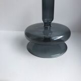 Diabolo design candle holder in vintage smoked glass
