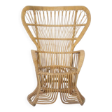 Fauteuil design en rotin des années 1970 « Peacock Throne » par Rohe Noordwolde