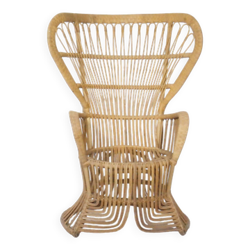 1970s design rattan armchair "Peacock Throne" by Rohe Noordwolde
