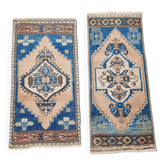 Set of 2 vintage handmade Turkish rugs 43x99 cm