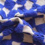 Moroccan blue checkered rug - 289 x 225 cm