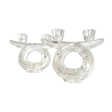 Pair of crystal candlesticks from Vannes 1960